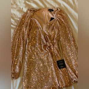 Lulus rose gold sequin romper NWT